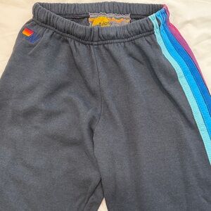 Aviator Nation Dark Gray Joggers with Multicolor Stripes